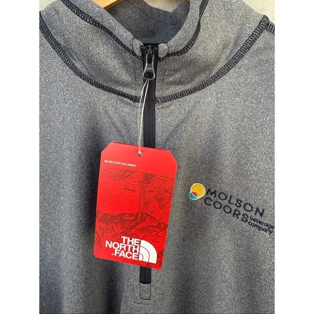 The North Face 1/4Zip Pullover Men L Gray Fleece Performance Jacket Logo Outdoor